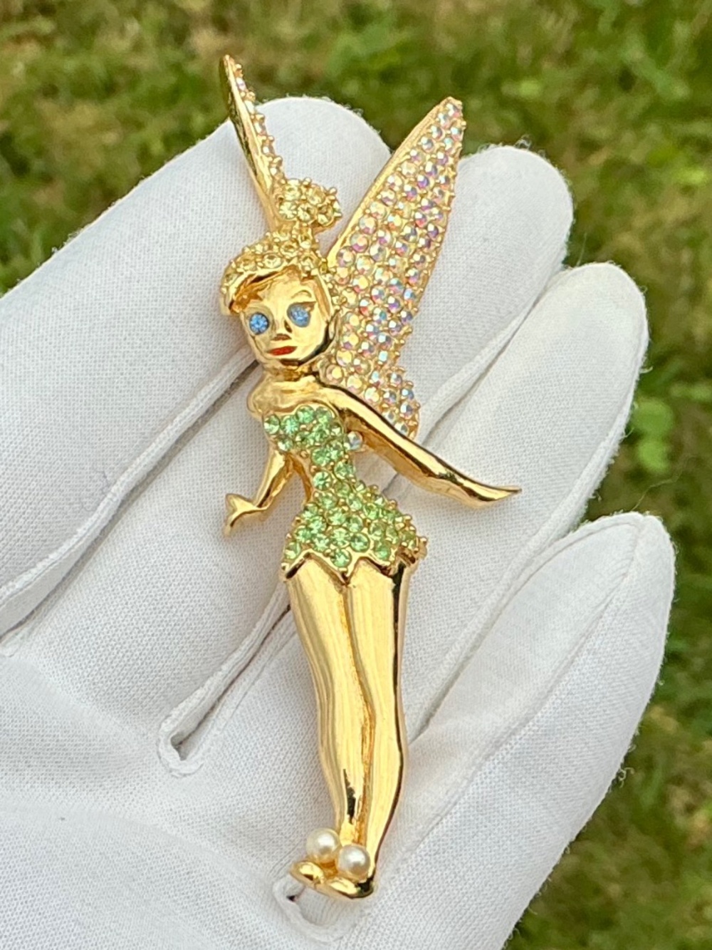 VTG Disney MBB Mary Beth Burchardt Tinkerbell Brooch Swarovski 24K GP